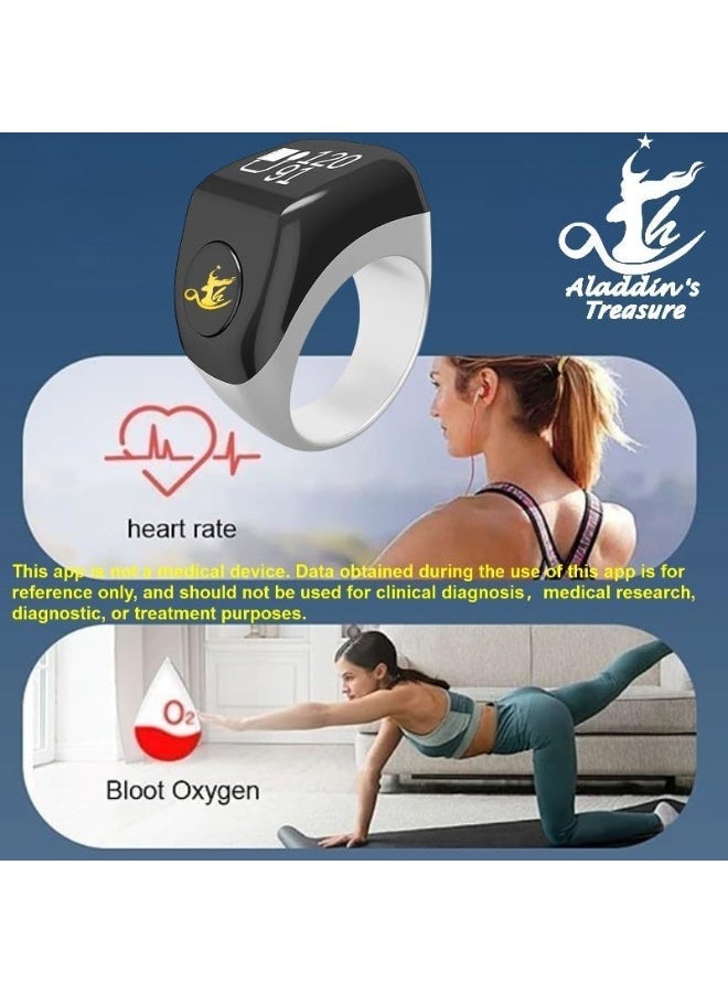 TBSoon Aladdin Multifunctional Prayer Smart Ring, Tasbih Counter, Sport & Health Care, Azan Alarm, Prayer Direction Guide,Forgiveness,Tasbeeh Beads Ring,Electronic rosary,Ramadan Gift,Eid al-Fitr (Black-A01) - Image 5